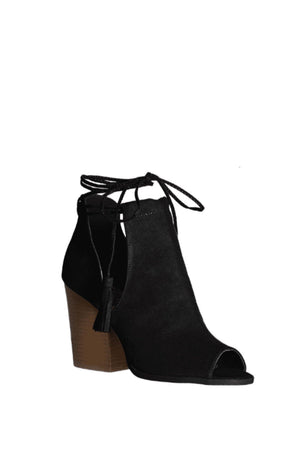 Barnes, Open toe Chunky Heels with ankle tie up - Dimesi Boutique