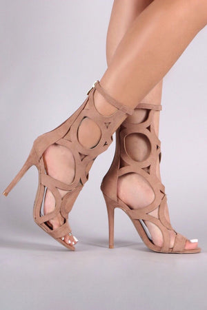 Calf height open toe heels - Dimesi Boutique