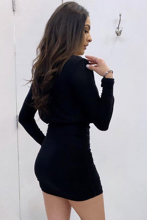 Ariana, Black dress with ruched side - Dimesi Boutique