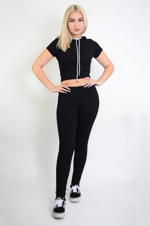 Bianca, Set with hooded crop top and leggings
