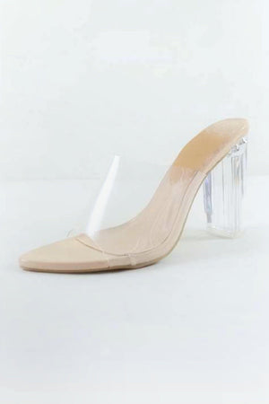 Camryn, Clear chunky pointy heels - Dimesi Boutique