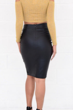 Black shiny pencil skirt - Dimesi Boutique