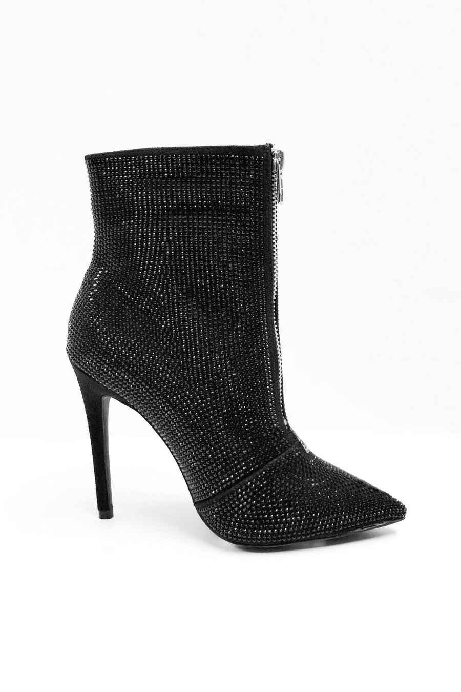Black booties with shining stones - Dimesi Boutique