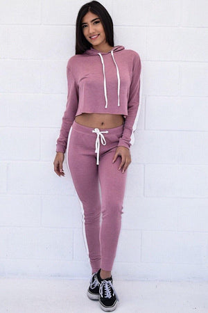 Avery, Set with hood crop top and leggings - Dimesi Boutique