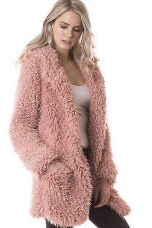 Karla, Mauve coat with soft textured - Dimesi Boutique