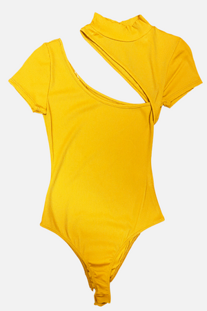 Karen, Short sleeve bodysuit with cut out ribbed
