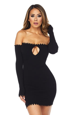 Carli, Off the shoulder dress with distressed seam details - Dimesi Boutique