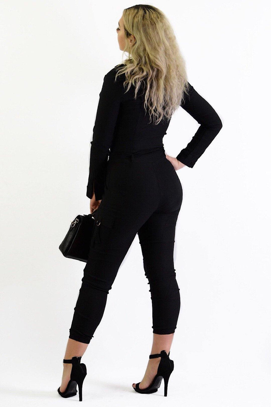 Kourtney, Long Sleeve Black Jumpsuit - Dimesi Boutique