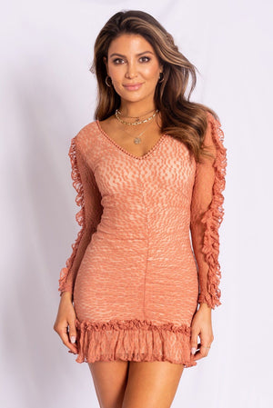 Lace dress with ruffle detail - Dimesi Boutique