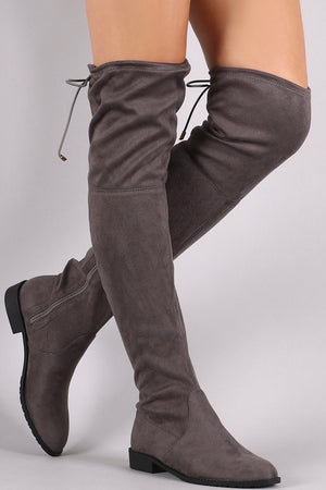 Thigh high flat grey boots - Dimesi Boutique