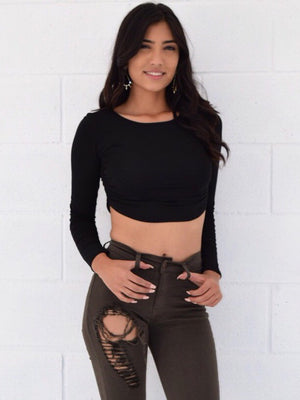 Ruched side crop top - Dimesi Boutique