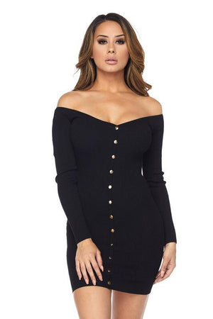 Off shoulder black mini dress - Dimesi Boutique