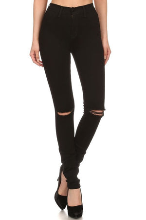 Trina, High rise, knee slit, Black Jeans - Dimesi Boutique