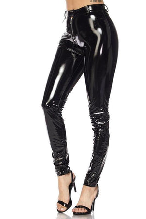 Susan, Black high rise latex leggings - Dimesi Boutique