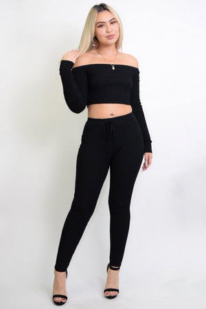 Maya Sexy Black 2 Piece Knitted Set - Dimesi Boutique