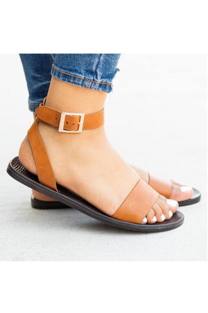 Moondance, Tan sandals with ankle strap - Dimesi Boutique