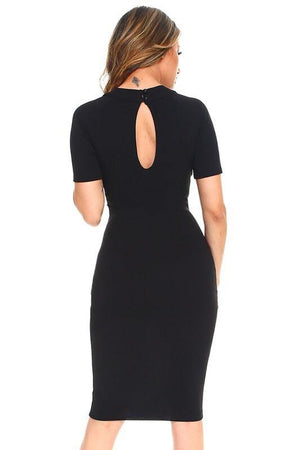 Michelle black keyhole midi Dress - Dimesi Boutique