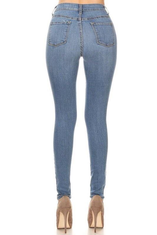 Michelle high-waist medium blue skinny jeans - Dimesi Boutique