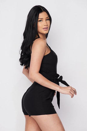 Sleeveless black romper with adjustable strap, that it will fit perfectly in your body - Dimesi Boutique