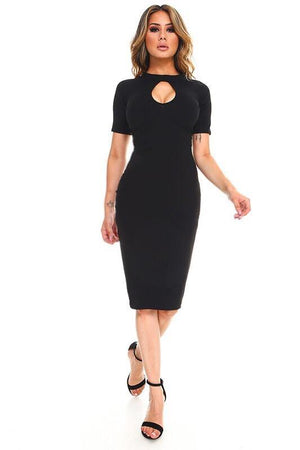 Michelle black keyhole midi Dress - Dimesi Boutique
