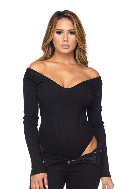 Fernanda, Long Sleeve Black Bodysuit - Dimesi Boutique